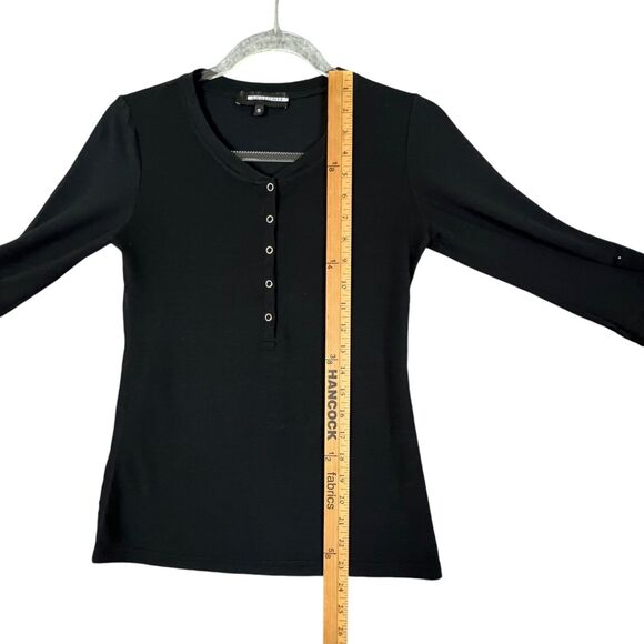 Anatomie Henley Shirt 3/4 Sleeve Stretchy Snap Button Raw Edge Black Sz Small - Picture 7 of 10